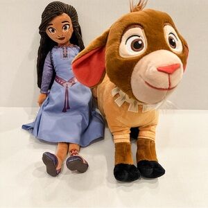 Disney Parks Wish Asha Plush Stuffed Toy Doll 17" And Disney Wish Valentino 12”